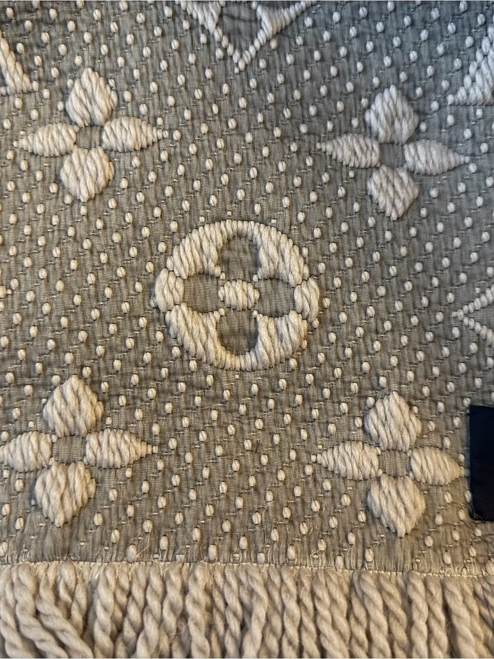 Louis Vuitton Light Gray Monogram Textured Scarf